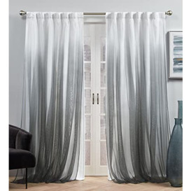 Exclusive Home Curtains Crescendo Lined Blackout Hidden Tab Top Curtain Panel Pair, 54x84, Black