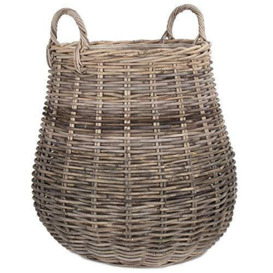 Red Hamper RA025 Brown Pot-Bellied Hessian Lined Rattan Log Basket