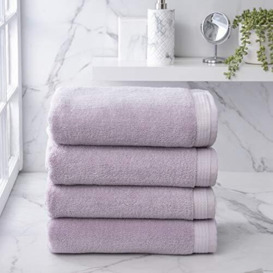 Welhome Madison Bath Towels - 4 Piece Set in Purple - Hygro-Cotton - Softer & Lofter Wash After Wash - Luxury Shower Towels - Super Absorbent - Lightweight & Quick Dry - Sustainable & Durable - Lilac