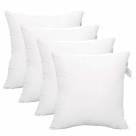 "ACCENTHOME Cushion Inner Pads (Pack of 4) 16"" x 16"" Throw Pillow Inserts - Hypoallergenic Square Cushion Fillers - Hollowfiber Pillow Sham Stuffer (40 x 40 cm, White)"