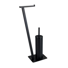 WENKO Lirio Toilet Brush Roll Holder, Metal, Black Matt, 68.5 x 30 x 15 cm