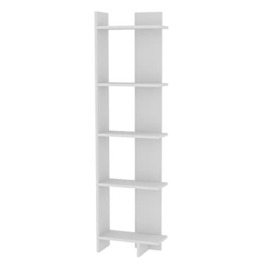 Decorotika Alice 5-Shelf Modern Display Corner Unit, Wooden Bookcase, Display Shelf for Living Room,Storage Rack, Home Office, Bedroom and Study Room in (White)