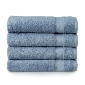 Welhome Basic 100% Cotton Towel (Dusty Blue)- Set of 4 Bath Towels - Quick Dry - Absorbent - Soft - 434 GSM - Machine Washable