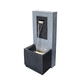 Ivyline Contemporary Water Feature in Cement - UV Stable & Frost Resistant Decorative Weatherproof Stylish Outdoor Waterfall Fountain - H81cm x W35cm