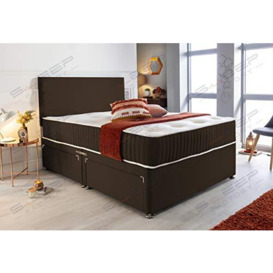 Sleep Factory's Brown Fabric Memory Foam Divan Bed Set With Mattress And Headboard 3ft 4ft 4ft6 5ft 6ft Single Double Small UK King Super King (2.6FT (Small Single), No Drawers)