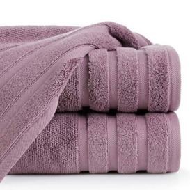 Eurofirany Cotton Towel with Simple Border Soft Pattern Thick Set of 3, Pink, 70 x 140 cm
