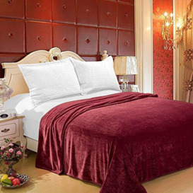 Home Must Haves Ultra Soft Plush Lightweight Fleece Microfiber King Size Warm Cozy Bed Sofa Picnic Throw Blanket, Burgundy