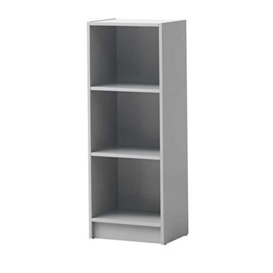 Timber Art Design UK 3 Tier Bookcase Open Narrow Tall Shelf Rack Contemporary Organizer Display Shelving Unit for Modern Living Room, Office Space, Study Room Furniture, Grey - W40 x H106 x D30cm