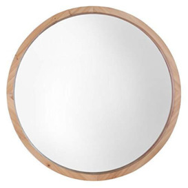 Mirrorize 76cm Round Bathroom Mirror, Circle Framed Vanity Mirror, Wall Mirror for Living Room Hallway Bedroom, Large Make Up Mirror, Natural Brown, IMP8437