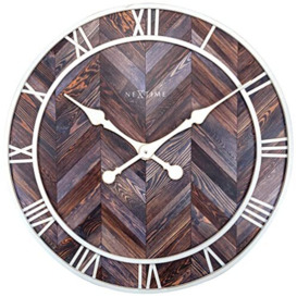 NexTime Wall Clock-Ø 58 cm Metal-Dark Wood-'Roman Vintage', Brown, 58