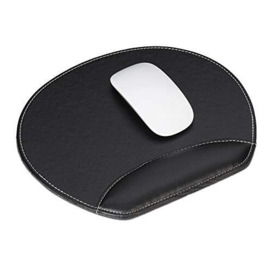 Relaxdays Mouse Pad, Faux Leather, Ergonomic, Soft Wrist Rest, For Computer & Laptop, Round