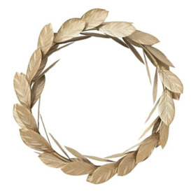 Gold Leaves Metal Wreath Wall Decor for Front Door,13 inch Door Wreath for Christmas,Window,Wedding,Party Decoration