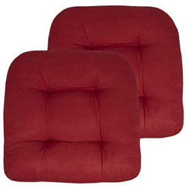 "Sweet Home Collection Patio Cushions Outdoor Chair Pads Premium Comfortable Thick Fiber Fill Tufted 19"" x 19"" Seat Cover, 2 Pack, Red"