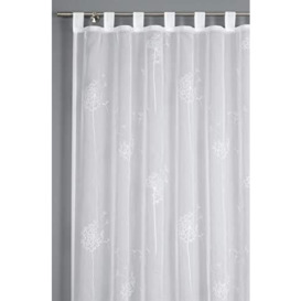 Gardinia White Voile Flock Tab Top Curtain with Attached Tab Top Curtain 140 x 245 cm