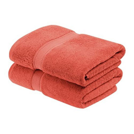 Superior Egyptian Cotton 800 GSM Bath Towel Set, Includes 2 Bath Towels, Luxury Plush Essentials, Absorbent Quick Dry Towels, Guest Bathroom, Apartment, New Home, Shower, Hotel Quality, Coral