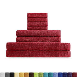 Eiffel Textile Set of Terry Towels Quality 400 g, 100% Egyptian Cotton, Garnet, 2 x Sheets 2 x Basin 4 x Dressing Table, 8 Pieces