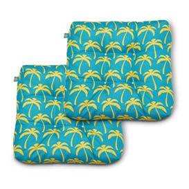 Duck Covers DCRCCH19195-2PK Water-Resistant 19 x 19 x 5 Inch, Real Teal Palm, 2-Pack Indoor Outdoor Seat Cushions