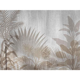 AG Design FTN M 2694 Tropical Plants on Concrete Photo Wallpaper for Living Bedroom Dining Room Kitchen 160 x 110 cm, Multicoloured