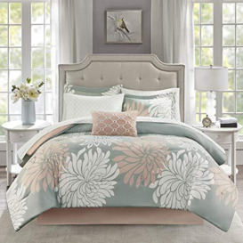 "Madison Park All Season Cover, Decorative Pillow, Polyester, Blush/Grey, Queen(90""x90"")"