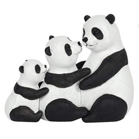 Adorable Black & White Resin Panda Family Ornament - 11cm x 13cm (1 Pc.) - Charming Rustic Design, Durable Handcrafted Decor, Nature-inspired Gift - Ideal for Home Accessory