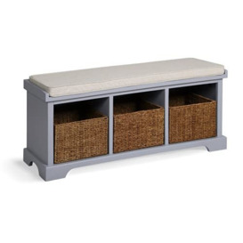 Maine Furniture Co. Newport Hallway Storage Bench In Dove Grey with 2 Baskets