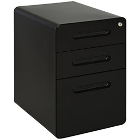 Vinsetto Lockable File Cabinet with 3 Drawers, Vertical Office Drawer for A4, Letter, Legal Size, Anti-tilt Design, Pre-Assembled Body, Black