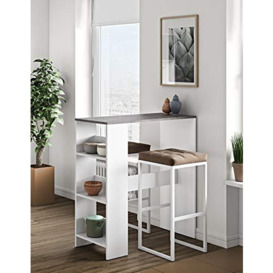 Temahome Gavarnie Dining Bar Table, Particle Board, White & Concrete, 94 x 40 x 101 cm (W-D-H)