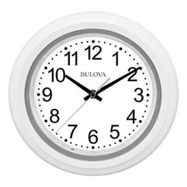 "Bulova C4865 Night Vision Lighted Dial Wall Clock, 10"", White"