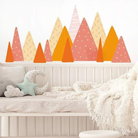 WALPLUS Scandinavian Mountains Pink+Orange Pattern Wall Stickers Nursery Removable Self-Adhesive Mural Art Decals Vinyl Home Decoration DIY Living Bedroom Decor Wallpaper Kids Room Gift Stick on Wall