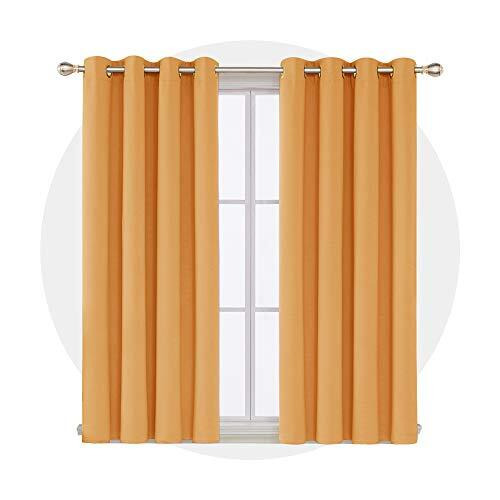 Deconovo Blackout Curtains Thermal Insulated Window Treatments Grommet Top Drapes Room Darkening Panels,52 x 45 Inch-1 Panel,Orange Flame