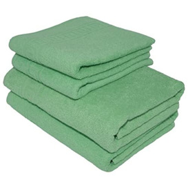 LIME GREEN 2 BATH + 2 HAND TOWELS SET, 100% NATURAL COTTON 500 GSM ABSORBENT TOWEL, HOTEL QUALITY 70X140 CM BATH TOWELS & 50X90 HAND TOWELS