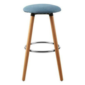 Premier Housewares Bar Stool, Counter Height Stools For Kitchen, Wood & fabric, w39 x d39 x h71cm - Blue