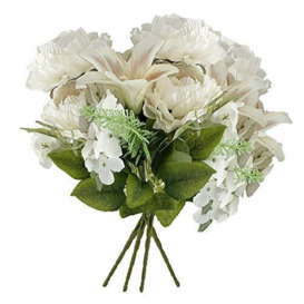 Wellhome Pack of 4 30 cm Autumn Bouquets with Color Heads, White Peony