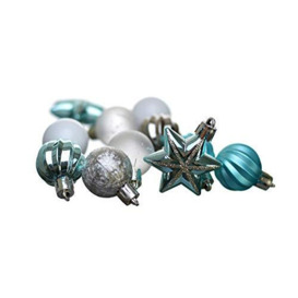Heitmann Deco Christmas Tree Baubles Set of 44 Baubles Stars Christmas Decoration Turquoise Silver White Approx. 3 cm