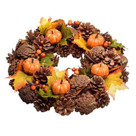 HEITMANN DECO Colourful Autumn Wreath Approximately 35 x 35 x 8 cm Natural Brown/Orange/Green