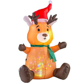 WeRChristmas Inflatable Christmas Reindeer Colour Changing LED Light Decoration, Brown, 3.5 ft