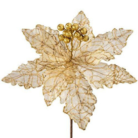 WeRChristmas Artificial Poinsettia Christmas Tree Flower Decoration, White, 32 cm