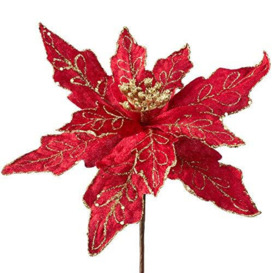 WeRChristmas Artificial Poinsettia Christmas Tree Flower Decoration, Red, 30 cm
