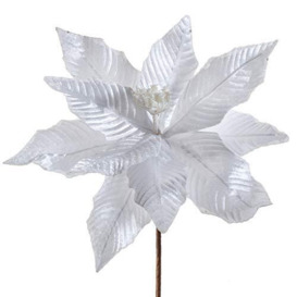 WeRChristmas Artificial Poinsettia Christmas Tree Flower Decoration, White, 34 cm