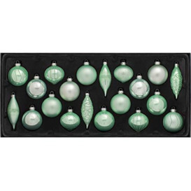 WeRChristmas Glass Christmas Tree Baubles, Mint Green, Set of 20