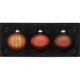 WeRChristmas Glass Christmas Tree Onion Baubles, Copper, 11 cm