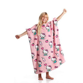 Kanguru Momonga Hello Kids Kitty Wearable Blanket, Fleece Blanket, kids blanket, snuggle blanket, oodie kids, christmas blanket, gifts for girls (4-12 Years), Pink, 80 x 90 cm