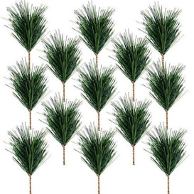 Alpurple 30 PCS Artificial Green Pine Needles Branches -Small Pine Twigs Stems Picks-Fake Greenery Pine Picks for Christmas Garland Wreath Embellishing and Home Holiday Garden Decoration