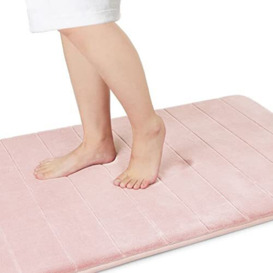 Yimobra Memory Foam Bath Mat Large Size, 92 x 61 cm, Soft and Comfortable, Super Water Absorption, Non-Slip, Thick, Machine Wash, Easier to Dry for Bathroom Floor Rug, Soft Pink