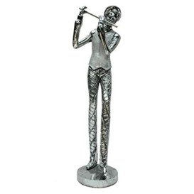 Silver & White Flute Playing Tall Musician Ornament