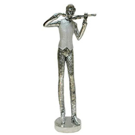 Silver & White Violin Playing Tall Violinist Musician Ornament