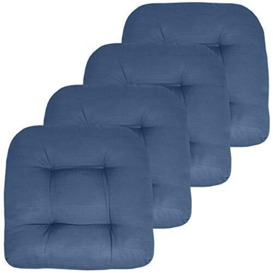 "Sweet Home Collection Patio Cushions Outdoor Chair Pads Premium Comfortable Thick Fiber Fill Tufted 19"" x 19"" Seat Cover, 4 Pack, Blue"