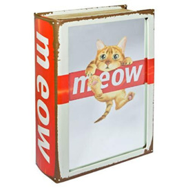 Febland Mirrored Meow Cat Storage Book Box, Red, Small