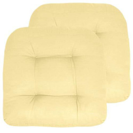 "Sweet Home Collection Patio Cushions Outdoor Chair Pads Premium Comfortable Thick Fiber Fill Tufted 19"" x 19"" Seat Cover, 2 Pack, Yellow"