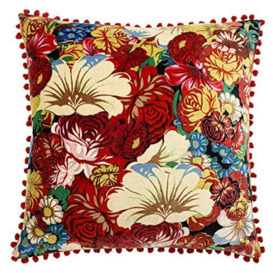 "Riva Home Bloom Polyester Filled Cushion, Black/Ruby, 50 x 50cm (20"" x 20"")"